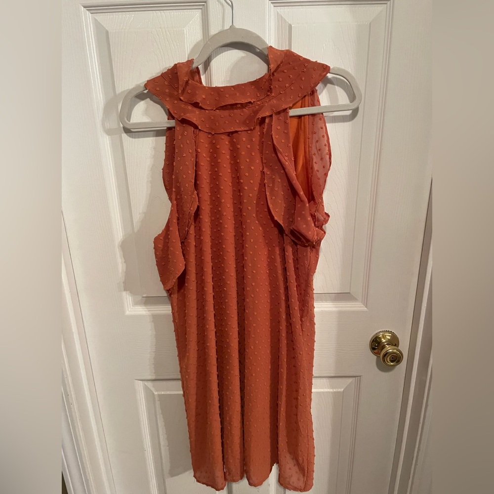 Entro- Rust Swiss Dot Dress- Size Large